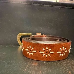 Brown embroidered belt